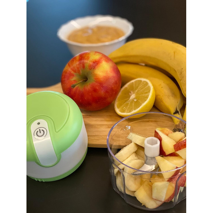 Подрібнювач з USB-портом, міні-кухонний комбайн - Multi-Chopper - Акумуляторна батарея - Crush, Cut & Chop, білий, 3 Seconds Chopper -