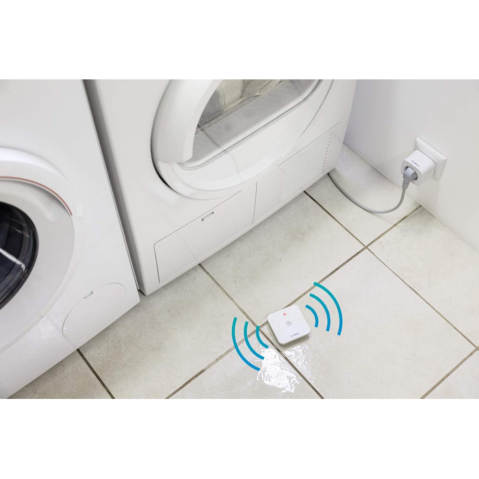 Датчик протікання води Bosch Smart Home з функцією швидкого виклику допомоги в додатку, протиковзкий, вузький та компактний