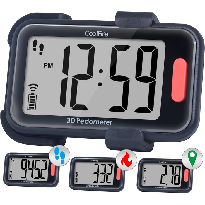 Крокомір із пристібкою для кроків, миль та калорій Працює окремо або з додатковим додатком Точний фітнес-трекер для приміщень та вулиці для чоловіків, жінок та людей похилого віку, 3D-