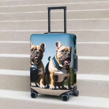 Чохол для валізи Французький бульдог, міцний захист для багажу, підходить для валіз розміром 45,7 - 81,3 см, розмір XL, Чорний, X-Large