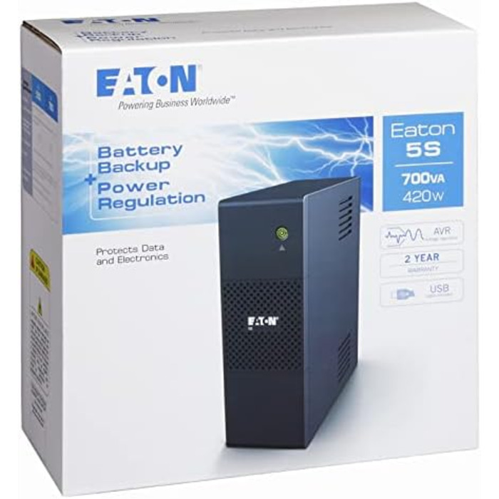 ДБЖ Eaton 5S 700 IEC - Лінійно-інтерактивне джерело безперебійного живлення - 5S700I - 700 ВА (6 виходів IEC-C13 10A, програмне забезпечення для вимкнення) - чорний 700 ВА / IEC