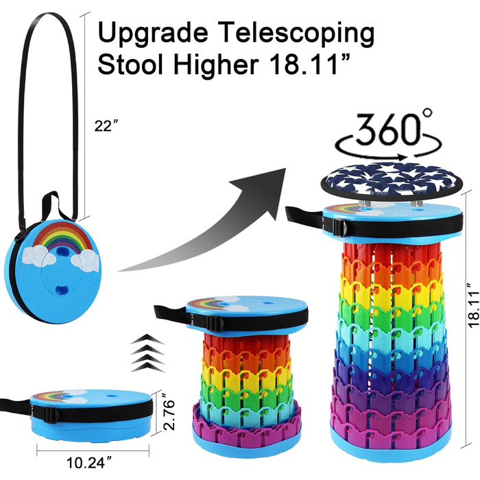 Портативний складаний стілець ALEVMOOM, телескопічний кемпінговий стілець, складний стілець, міні-легкий кемпінговий стілець для кемпінгу на свіжому повітрі, риболовлі, барбекю, критої кухні, вантажопідйомність 600 фунтів (хмара)