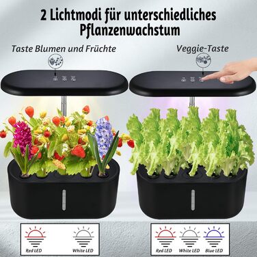 Гідропонні системи вирощування Cieex, резервуар для води обємом 3,6 л (станція для вирощування рослин), світлодіодний світильник 24 Вт, 10 стручків Розумний сад, набір для проростання трав в саду, що регулюється по висоті, для дому та кухні