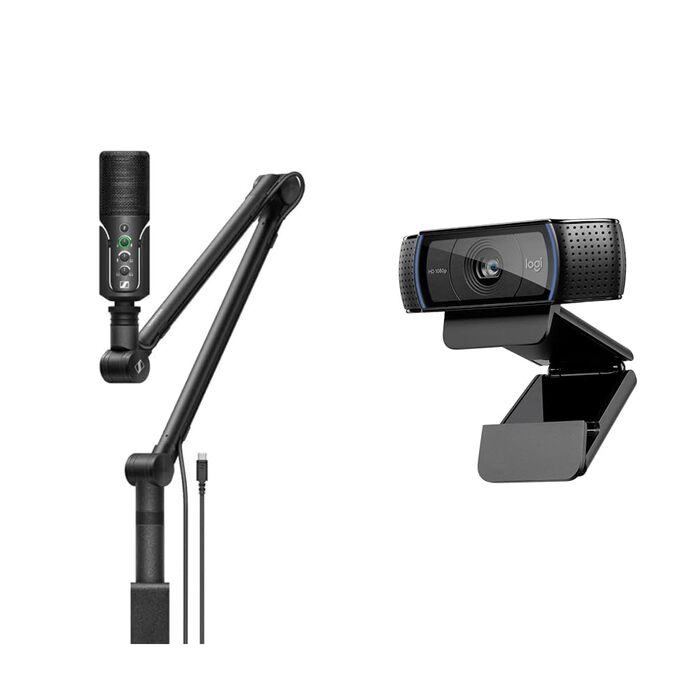 Набір для стрімінгу Sennheiser Profile з USB-мікрофоном, пантографом та сумкою та веб-камера Logitech C920 HD PRO, Full-HD 1080p, кут огляду 78