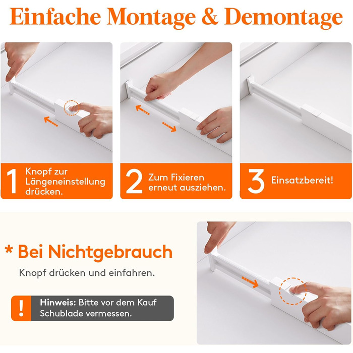 Набір із 8 регульованих роздільників для шухляд Lifewit, органайзери-роздільники для внутрішньої довжини 2840 см та висоти &gt6 см, для спальні, кухні, столових приборів, шаф, письмового столу, системи організації шухляд, білого кольору, 8 висоти 6 та дов