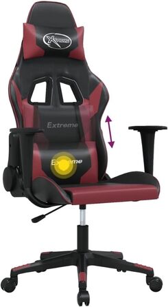 Ігрове крісло з функцією масажу, чорна та бордова штучна шкіра, офісне крісло, ігрове крісло, ігрове крісло, обертове крісло, стілець для столу - 345452