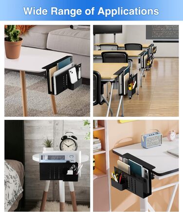 Підставка для ноутбука та планшета на стіл, бічна полиця для зберігання, двоярусна з тримачем для ручок (чорна)