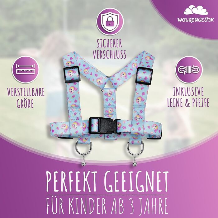 Дитяча повідка для коня світло-блакитний WOLKENGLÜCK