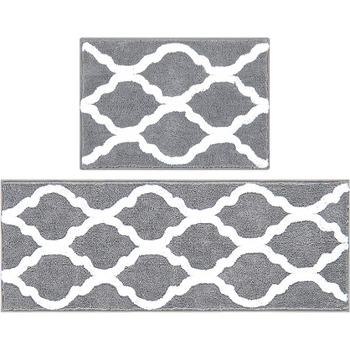 Набір килимків для ванної з мікрофібри Pauwer Набір килимків для ванної з мікрофібри 2 шт. нековзний абсорбуючий м'який килимок дл