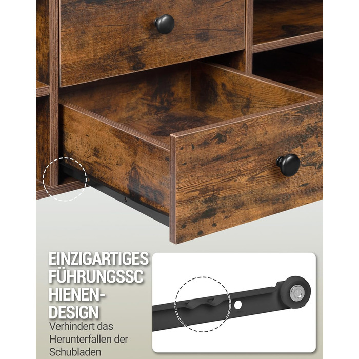 Журнальний столик Hzuaneri, стіл для вітальні з регульованою висотою, диван-столик, 2 шухляди та приховане місце для зберігання, 50 x 100 x 47,3-61,3 см, для вітальні, їдальні, офісу, вінтажний коричнево-чорний CT22101B