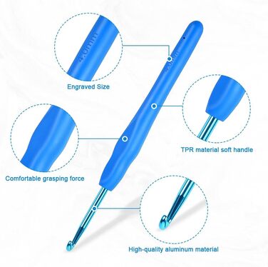 Гачок для вязання HOTUT, набір гачків із 5 предметів, мякі силіконові гачки для вязання 5 розмірів з ергономічною ручкою, барвистий гачок для вязання гачком для початківців і досвідчених любителів вязання гачком