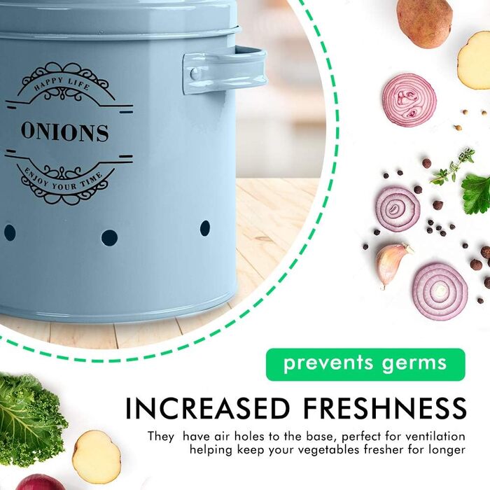 Набір вентильованих контейнерів для зберігання картоплі, цибулі та часнику, 3 шт. Ідеальне поєднання модного дизайну (світло-блакитний o2)