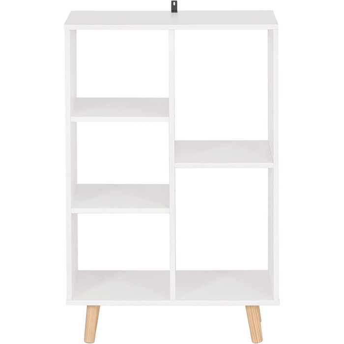 Книжкова полиця WOLTU, кімнатна перегородка, окремостояча полиця білого кольору, полиця для зберігання речей для вітальні, спальні, офісу, виготовлена з інженерної деревини, з ніжками з масиву дерева, 60x95x30 см, SK011ws