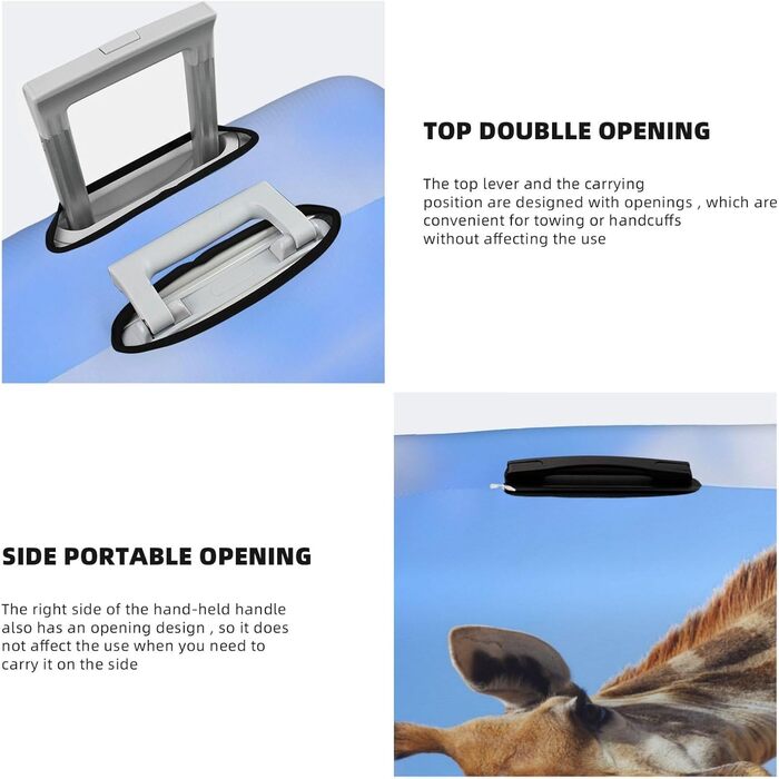 Чохол для валізи Giraffe, міцний захист для багажу розміром 45.7-81.3 см, XL, Чорний