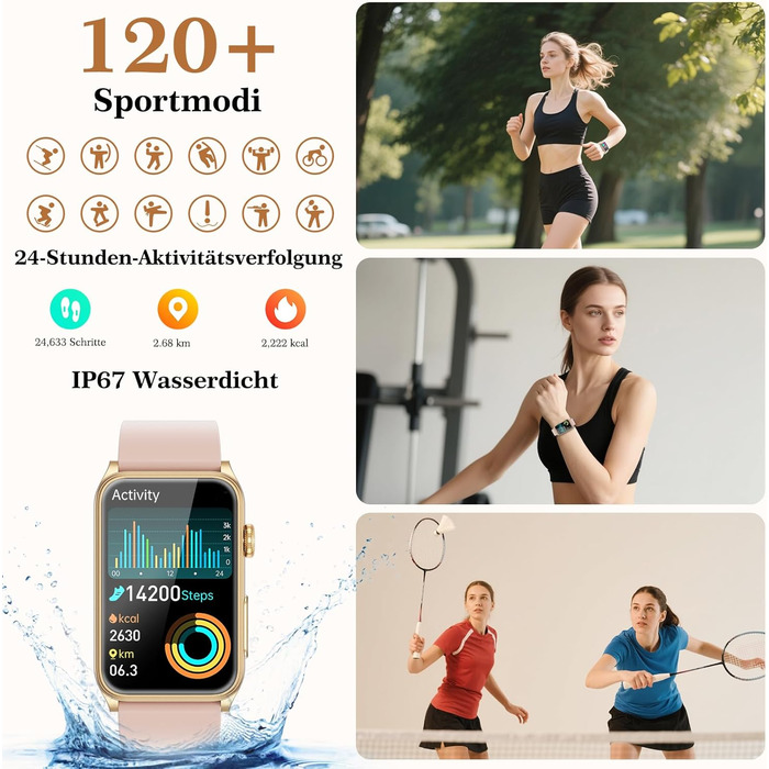 Новий смарт-годинник 2026 року для жінок з ЕКГ/годинником на батарейках/ІМТ/ВСР/монітором сечової кислоти/артеріального тиску/монітором сну/апное, 1,57-дюймовий годинник для здоров&39я та фітнесу з функцією телефону, 24-годинний монітор серцевого ритму, S