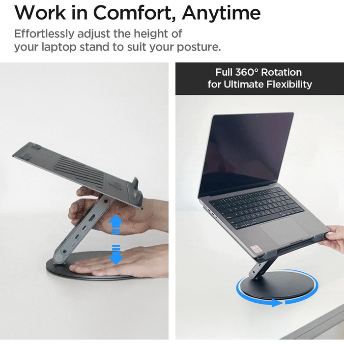 В-1 Підставка для ноутбука з док-станцією (в комплекті кабель USB-C USB-C). Ергономічна, з портами USB-A/C та HDMI 4K 60Hz для MacBook, iPad Pro, Air, Neo A16, M2, M3, M4, M5 та ноутбуків до 15,6, 6-