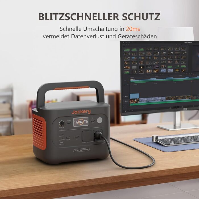 Зарядна станція Jackery Powerstation 1000 v2 з 2 сонячними панелями по 100 Вт, сонячним генератором LiFePO4 потужністю 1070 Втгод, виходом AC 1500 Вт/USB-C 100 Вт, швидкою зарядкою за 1 годину для кемпінгу, кемперів, надзвичайних ситуацій E1000 v22x100 Вт