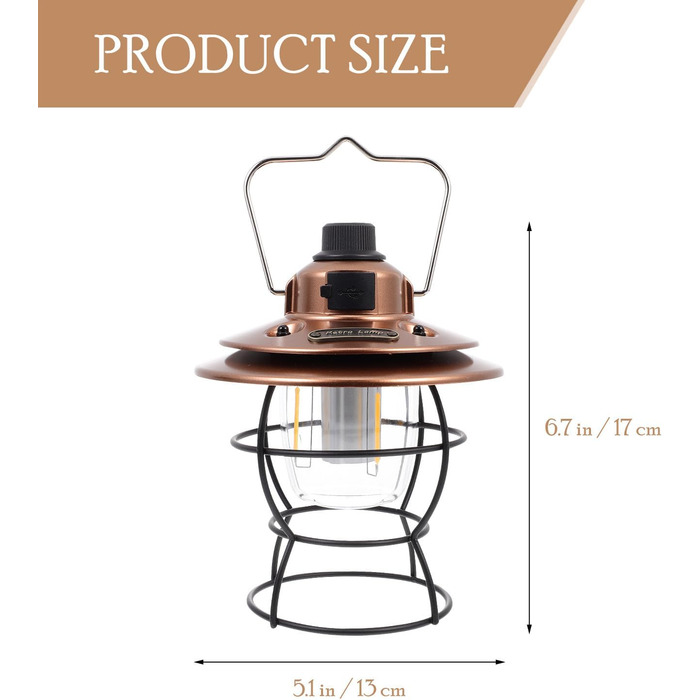 Багатофункціональний ретро-світлодіодний кемпінговий ліхтар з акумуляторною батареєю. Зручний ліхтар для намету на відкритому повітрі з гачком для підвішування. Тепле освітлення для кемпінгу та вечірок.