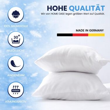 Пухові подушки 80x80 см (комплект з 2 шт.) - Подушки зі 100 пір&39яним наповнювачем та бавовняним чохлом, сертифіковані Oeko-Tex та виготовлені в Німеччині, ідеально підходять для алергіків та дітей, наповнювач 1200 г, комплект з 2 шт., 80 x 80 см