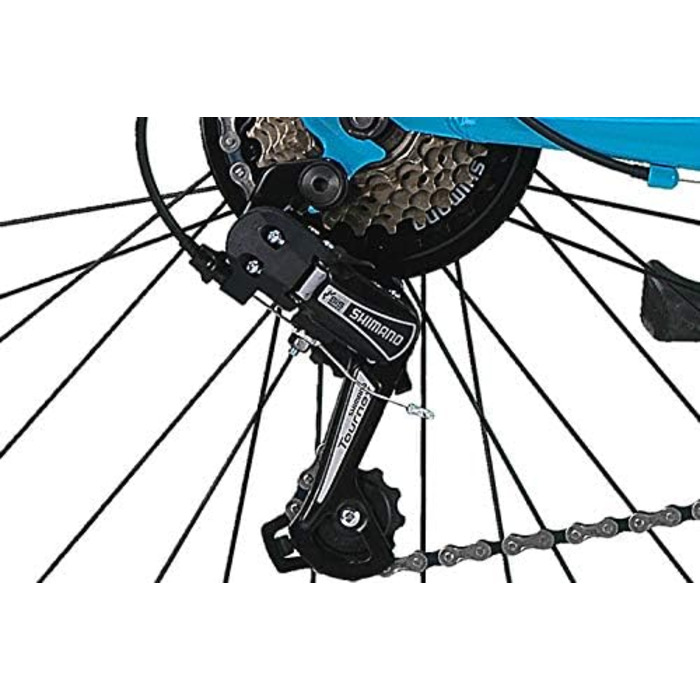 Велосипед 26 дюймів, 21-швидкісна коробка передач Shimano з ліхтарями, що відповідає німецьким правилам дорожнього руху (STVO), бірюзовий колір, подвійна рама