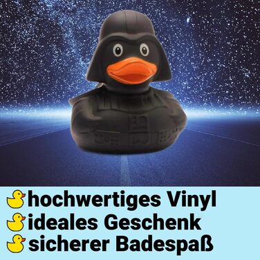 Зірка смерті Скрипуча качка I Чорна зірка IL Гумова качка 8,5 см - в комплекті брелок із гумовою каченям I Подарунок для шанувальн