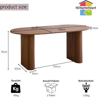 Овальний дерев&39яний обідній стіл, 180 см Сучасний кухонний обідній стіл Великий стіл з МДФ на 6-8 осіб (темно-коричневий)