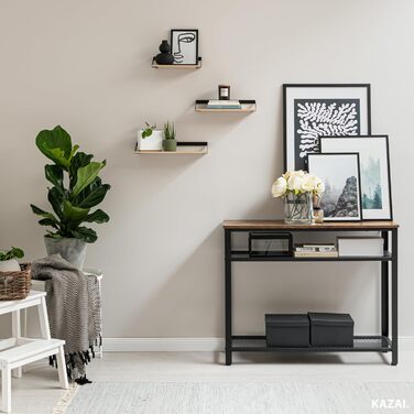 Набір настінних полиць -Finn- Підвісні полиці з металу та шпону натурального дерева Оздоблення стін та зберігання для ванної, віта