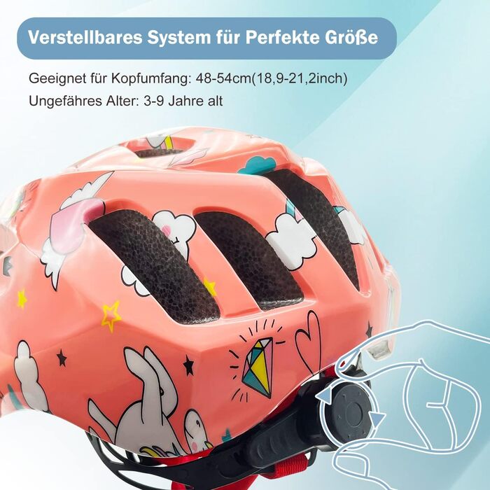 Велосипедний шолом Міцний дитячий шолом Регульований шолом для скейтборду Велосипедний шолом Шолом для скейтера 52-56 см для дівча