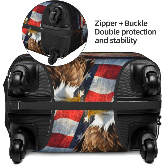 Чохол для валізи Пілотний кокпіт, захист від пилу та подряпин, принт з американським прапором, орлом та феєрверком, розмір 80 см