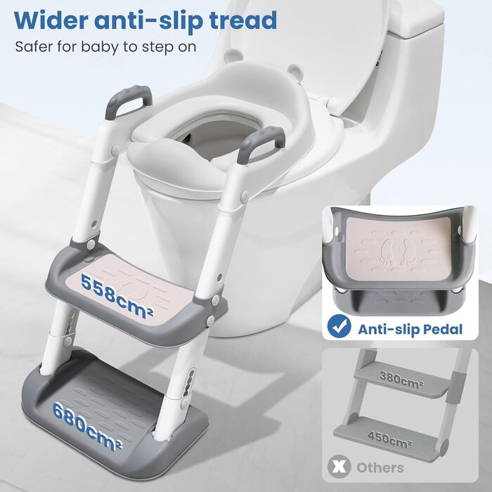 Дитяче сидіння для унітазу Adoraland, дитяче сидіння для унітазу зі сходами, дитяче сидіння для унітазу з бризковиком, дитяче сиді