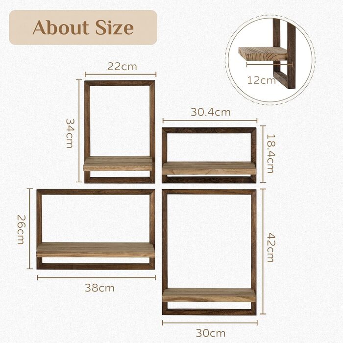 Настінна полиця дерев'яна плаваюча полиця полиця стіна стіна стіна прикраса вітальні сільський набір з 4 настінних полиць рослина