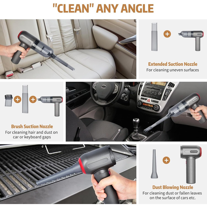 Ручний пилосос, 9000 PA Ручний пилосос акумуляторний, міні/портативний/перезаряджається USB пилосос, для шерсті домашніх тварин, а