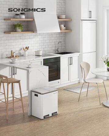 Відро для сміття для кухні, 2 х 15 л, система розділення відходів 2 відділення, сміттєвий бак, педальний бак, для жовтого пакета,