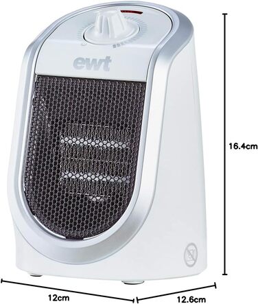 Керамічний вентилятор-обігрівач EWT DDF 250 Вт, компактний настільний пристрій з USB-портом та термостатом, функцією заряджання смартфона, обігрівач зі світлодіодним підсвічуванням, плавне регулювання потужності, 250 Вт, білий