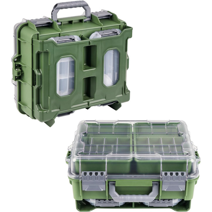 Водонепроникний ящик для рибальських снастей THKFISH, ящик для приманок, ящик для рибальських інструментів, портативний ящик для снастей з двома ящиками для безприманного транспорту 3500 та знімними роздільниками, ящик для рибальських снастей рожевого/син