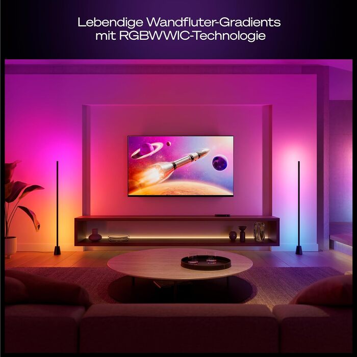 Розумна світлодіодна торшерна лампа Philips Hue Play, RGBWWIC, 122 см, багатоколірні градієнти, підтримка Alexa, Google Home, Apple Home синхронізація з ТВ потребує Hue Bridge та Sync Box (продаються окремо)