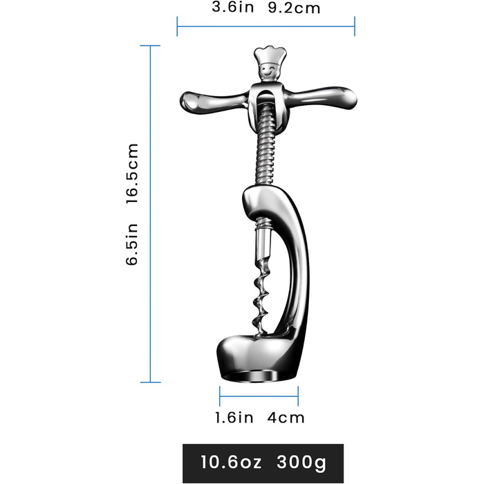 Штопор з нержавіючої сталі відкриває вино без коркової крихти Надміцний штопор для вина з подарунковою упаковкою Ручний штопор для вина для дому, барів та ресторанів Відкривачка для пляшок вина