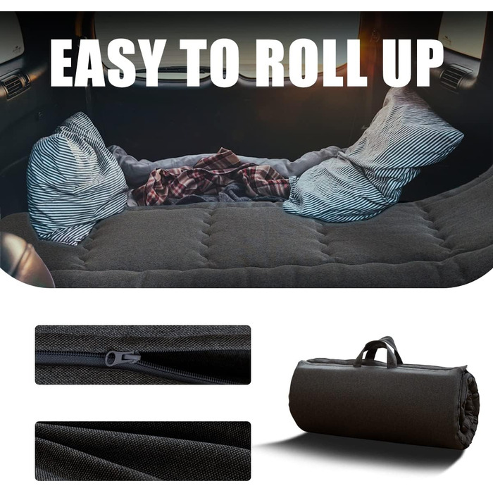 Портативний складаний матрац-футон MAXYOYO, гіпоалергенна тканина та матрац з ефектом пам&39яті з ручкою та блискавкою для гостьових караванів, критий кемпінг (вугільний, 90x190 см) темно-сірий 90 x 190 см