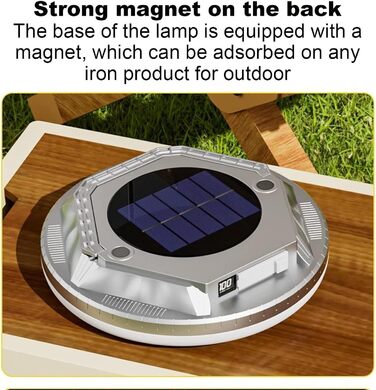 Ліхтар для кемпінгу, 1600 люмен, ліхтар для виживання на сонячній енергії, водонепроникний ліхтар для кемпінгу для походів, активного відпочинку, саду, двору, патіо, балкону, піших прогулянок, сріблястий