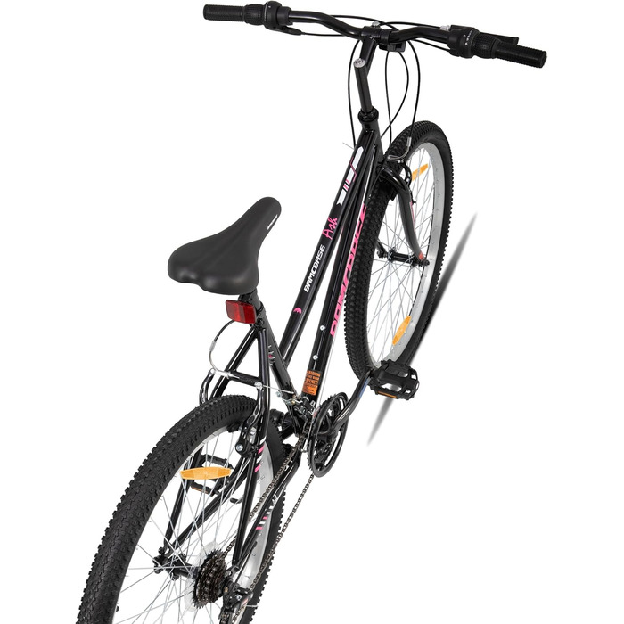 Жіночий гірський велосипед Hiland 24/26 дюймів, велосипед для дівчат та жінок, 18-швидкісний гірський велосипед з V-подібними гальмами, міцний гірський велосипед зі сталевою рамою, чорний/рожевий/білий, чорні колеса 24 дюйми