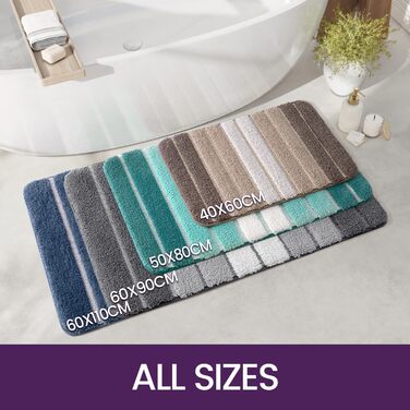 Килимок для ванної кімнати нековзний 40 х 60 см,Килимок для ванної кімнати поглинаючий м'який, можна прати в машині для ванних кім