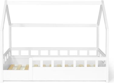 Дитяче ліжко-будиночок на дереві 80 x 160 см NEREE біле з рейковою основою та поручнями