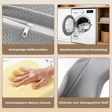 Ортопедична подушка LAMB з піни з ефектом пам&39яті, ергономічна подушка для сну на боці, подушка для підтримки шиї та валика для шиї &quotдва в одному&quot, подушка від болю в шиї, подушка для сну на боці, сіра