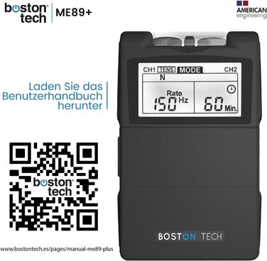 Цифровий електростимулятор м'язів Boston Tech ME-89Plus. 2-х канальний TENS EMS. 7 програмованих режимів. Містить 4 електроди. Швидке та ефективне полегшення болю. Захист від падіння