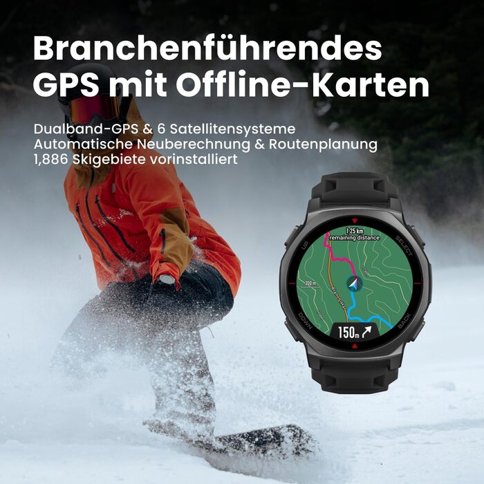 Розумний годинник Amazfit T-Rex 3 Pro для активного відпочинку на природі, 44 мм сапфіровий AMOLED, ліхтарик, титановий безель, дводіапазонний GPS, офлайн-карти, до 17 днів роботи від батареї, водонепроникність 10 атм, понад 180 спортивних режимів, сумісн