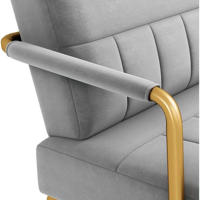 М&39який диван Yaheetech з підлокітниками та металевими ніжками, сучасний двомісний диван з 2 поперековими подушками, двомісний диван для вітальні/спальні, 143,5 см шириною, світло-сірий
