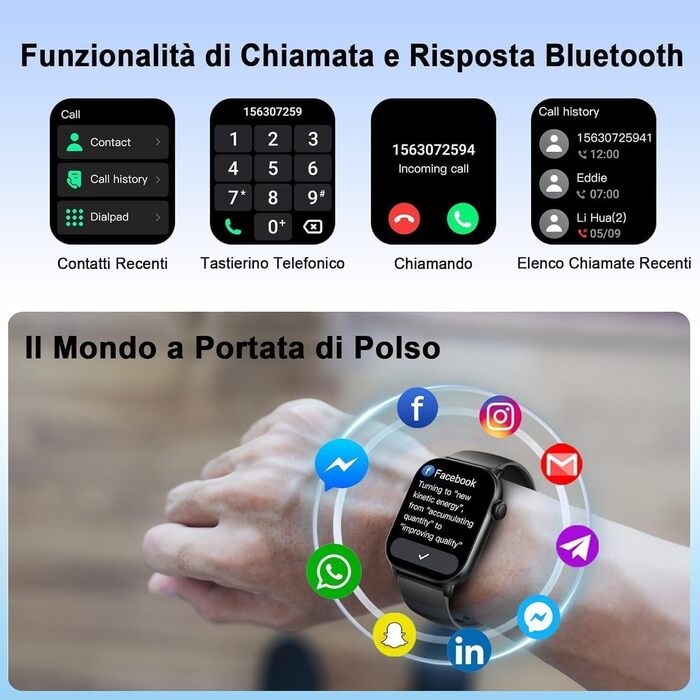 Розумний годинник для чоловіків та жінок, 1,96-дюймовий HD-розумний годинник із функцією телефону, фітнес-годинник із понад 113 спортивними режимами, водонепроникний IP68, спортивний годинник із серцевим ритмом, монітором сну та крокоміром, для Android та