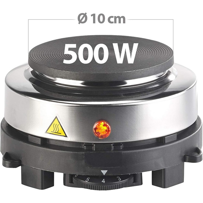 Гаряча плита Rosenstein & Shne електрична міні-одинарна конфорка та кавоварка для еспресо, 500 Вт, 3 чашки (міні-плита для еспресо-машини, мала конфорка для еспресо, індукційна плита)