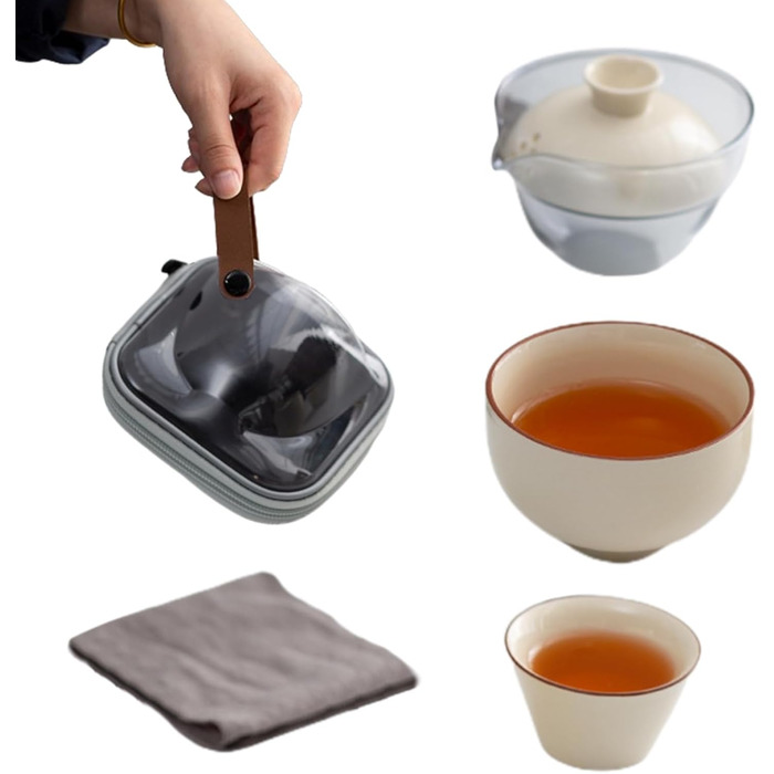 Чайний сервіз для дорослих Повний набір для чаювання, ідеальний для післяобіднього чаю та чаювань, з чашками та серветкою, керамічний сервіз для дому, подорожей та пікніків