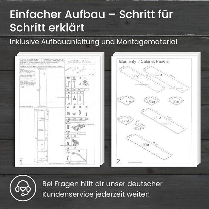 Ярусний стелаж Home Collective з матовим покриттям, шафа для документів з 4 полицями та 1 дверима, шириною 39 см, з високоякісними полімерними ручками, ідеально підходить для спальні, вітальні, коридору, офісу, графітовий дуб, 5-